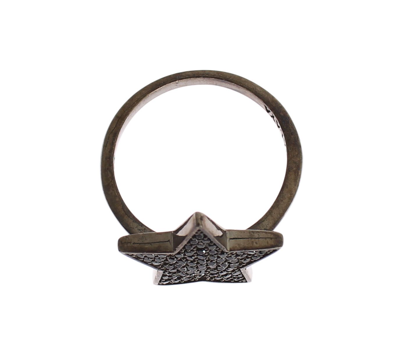 Bague Nialaya en argent 925 avec étoile noire en zircone cubique