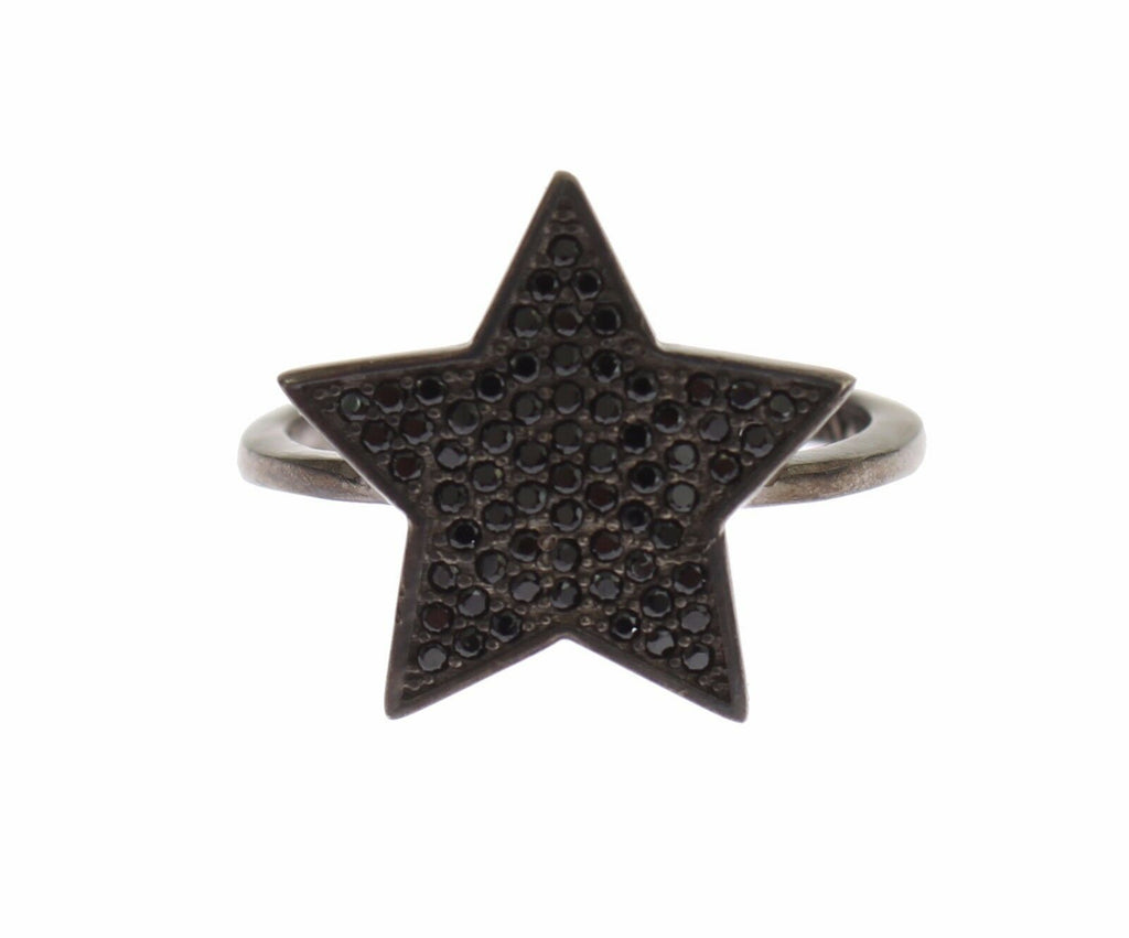 Bague Nialaya en argent 925 avec étoile noire en zircone cubique
