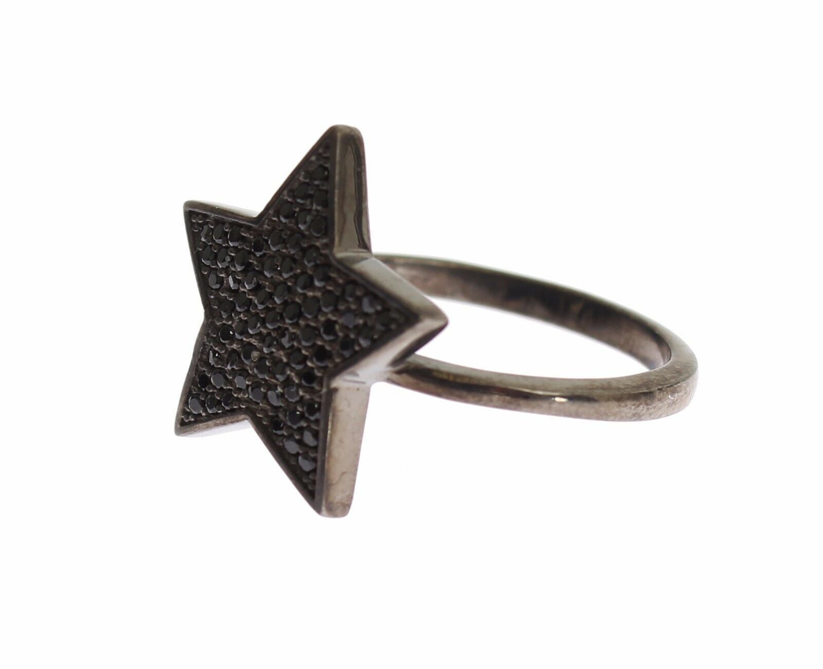 Bague Nialaya en argent 925 avec étoile noire en zircone cubique
