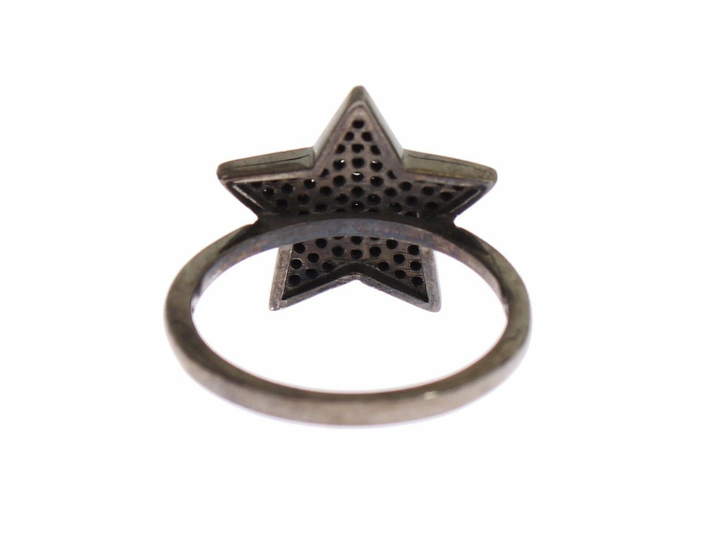 Bague Nialaya en argent 925 avec étoile noire en zircone cubique