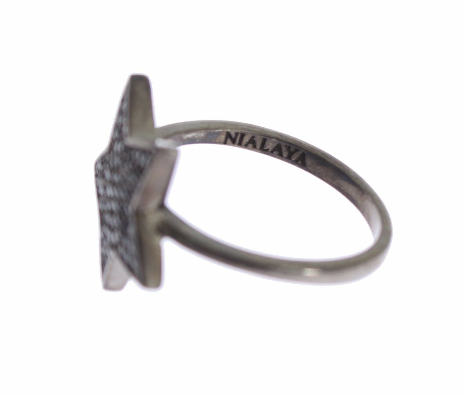 Bague Nialaya en argent 925 avec étoile noire en zircone cubique