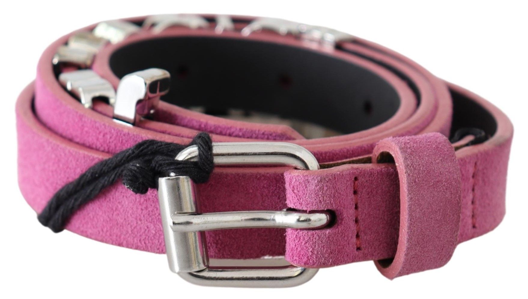 Ceinture Just Cavalli à boucle en métal chromé rose argenté
