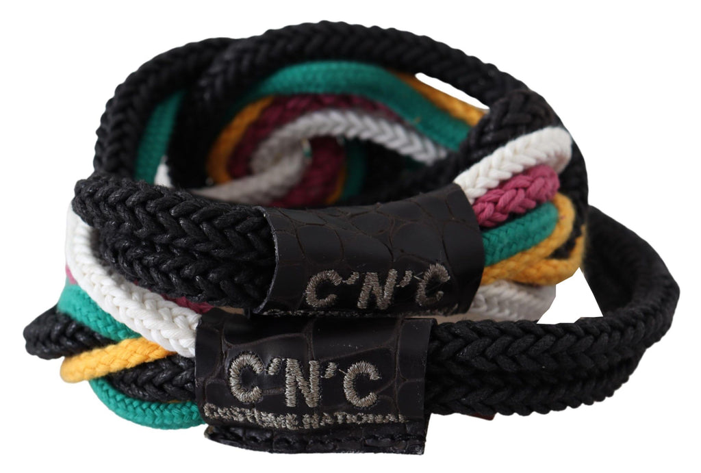 Ceinture à boucle à crochet rustique en cuir multicolore pour costume national