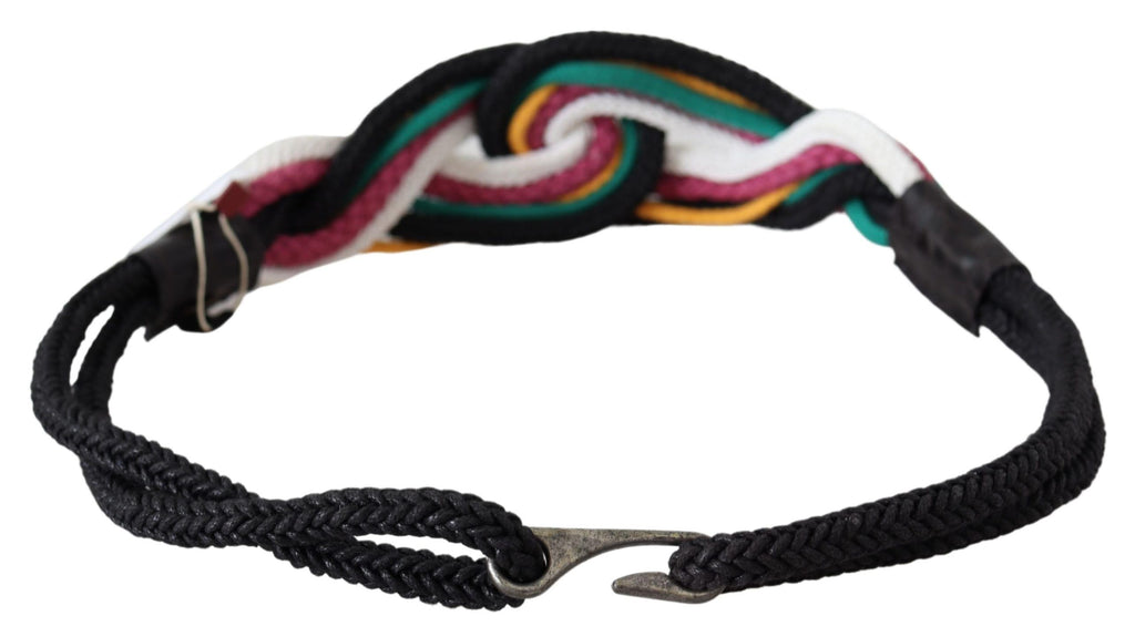 Ceinture à boucle à crochet rustique en cuir multicolore pour costume national