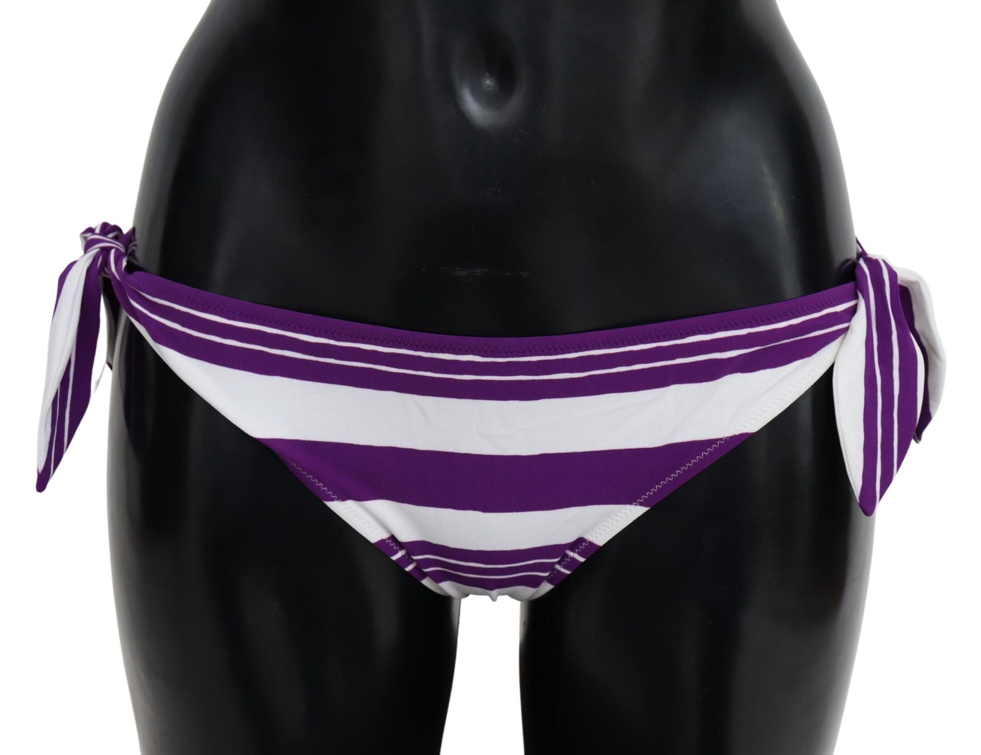Bas de bikini Dolce &amp; Gabbana à rayures violettes et blanches