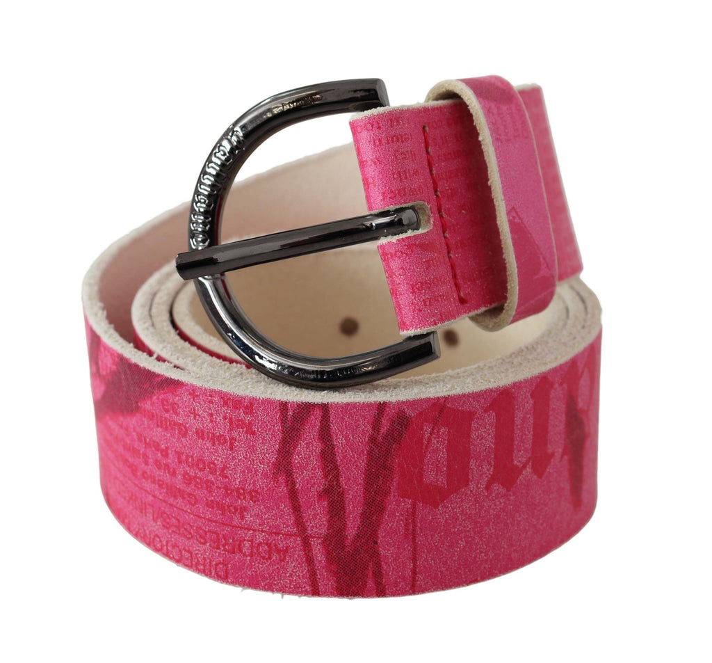 Ceinture à boucle ronde en cuir rose avec logo John Galliano