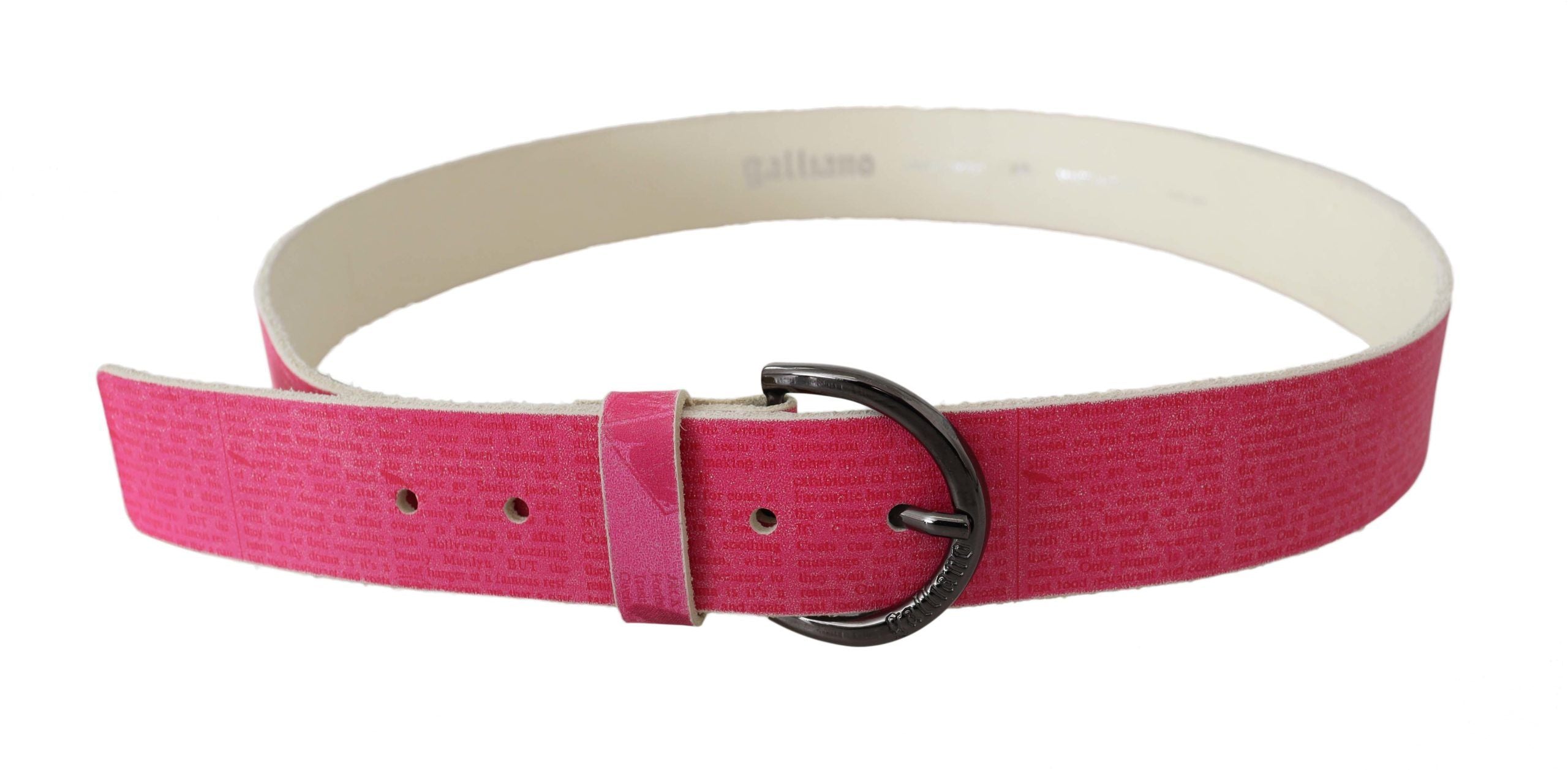 Ceinture à boucle ronde en cuir rose avec logo John Galliano