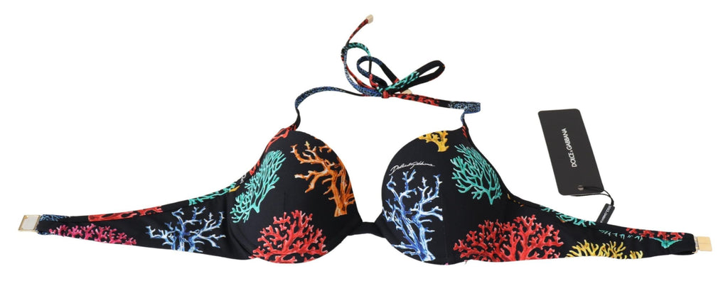 Hauts de bikini Dolce &amp; Gabbana à imprimé corail noir pour femme