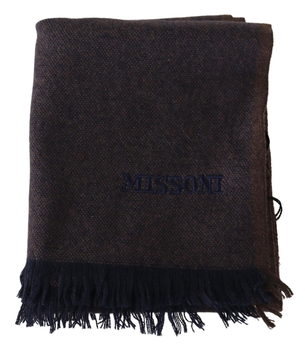 Écharpe unisexe à franges 100 % cachemire marron Missoni