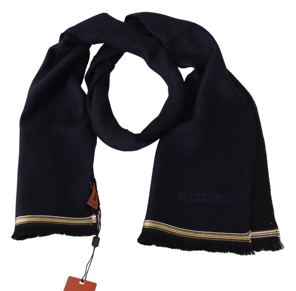Écharpe unisexe noire à franges 100 % laine Missoni
