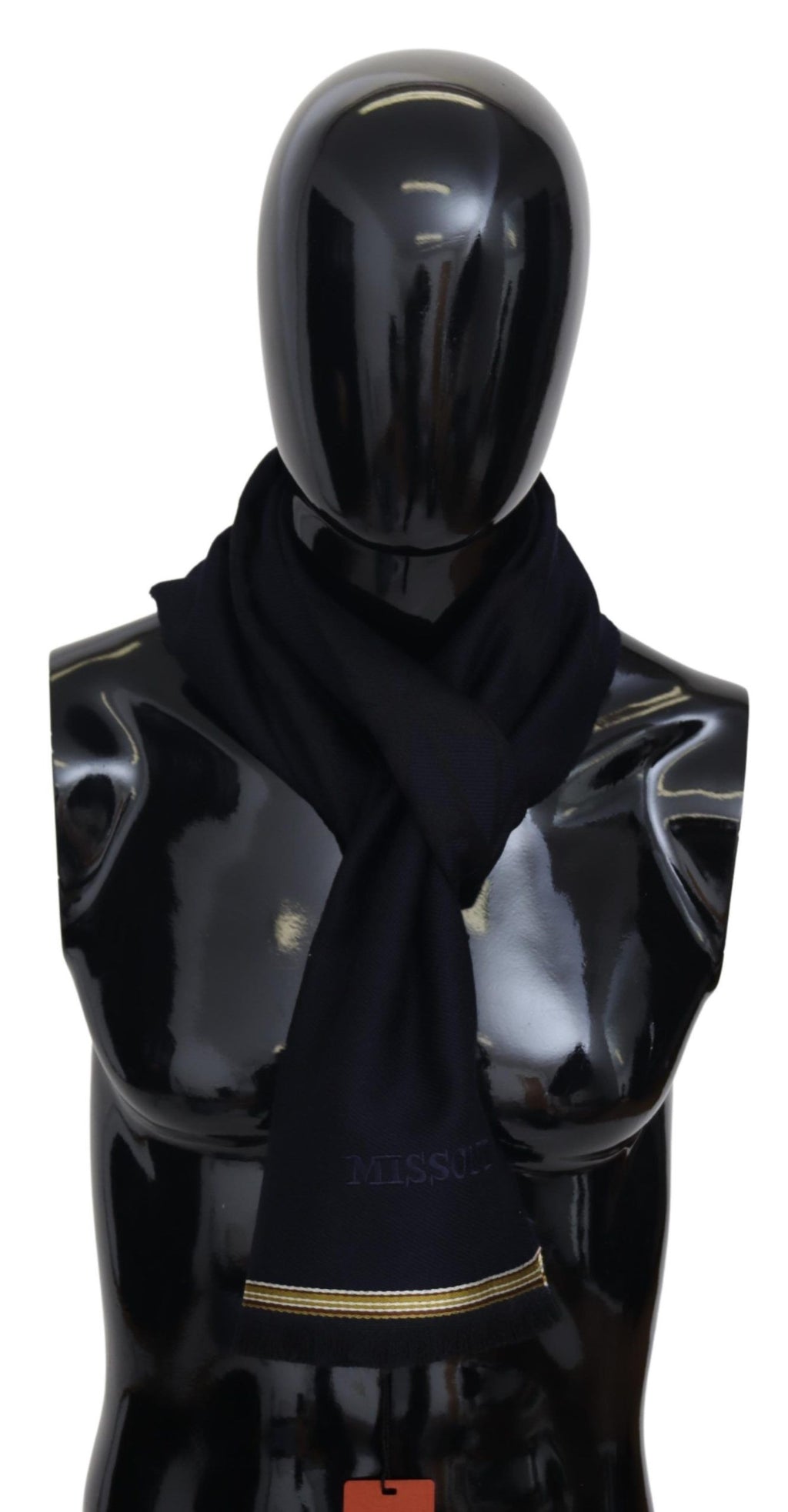 Écharpe unisexe noire à franges 100 % laine Missoni