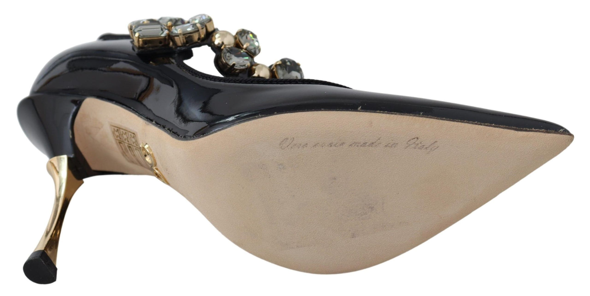 Escarpins Mary Jane en cuir noir et cristaux Dolce &amp; Gabbana