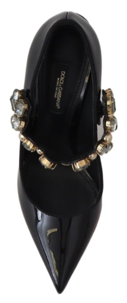 Escarpins Mary Jane en cuir noir et cristaux Dolce &amp; Gabbana