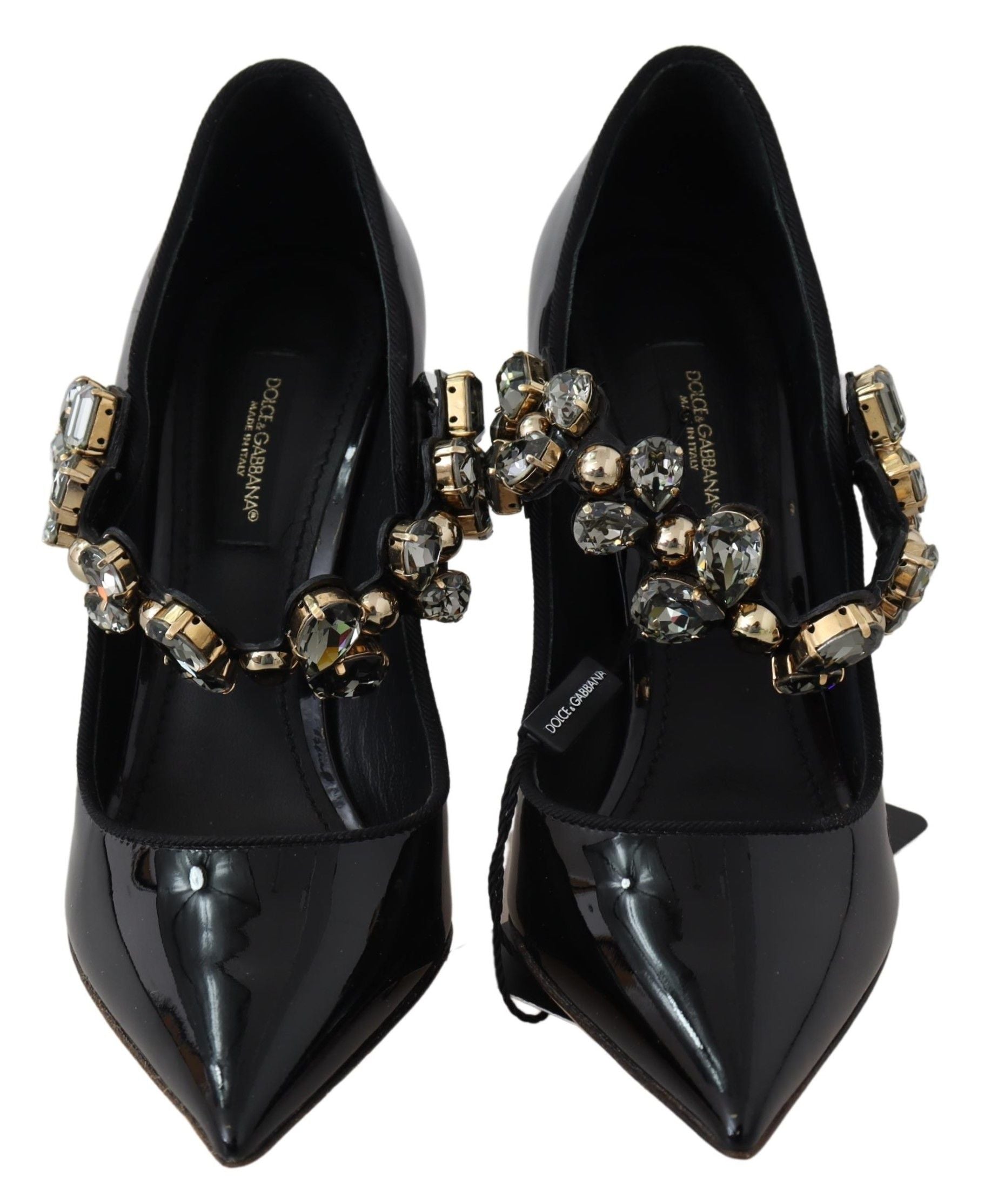 Escarpins Mary Jane en cuir noir et cristaux Dolce &amp; Gabbana