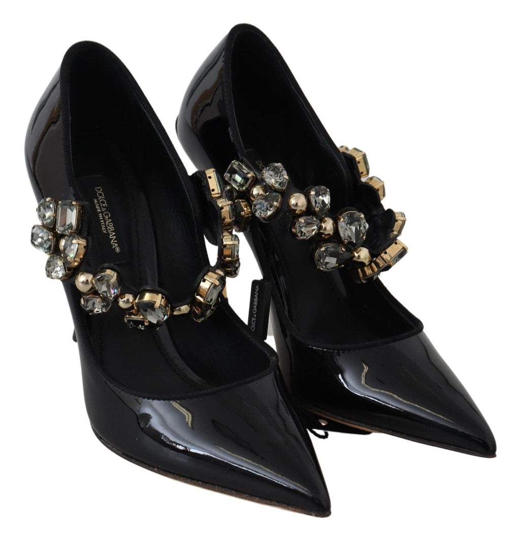 Escarpins Mary Jane en cuir noir et cristaux Dolce &amp; Gabbana