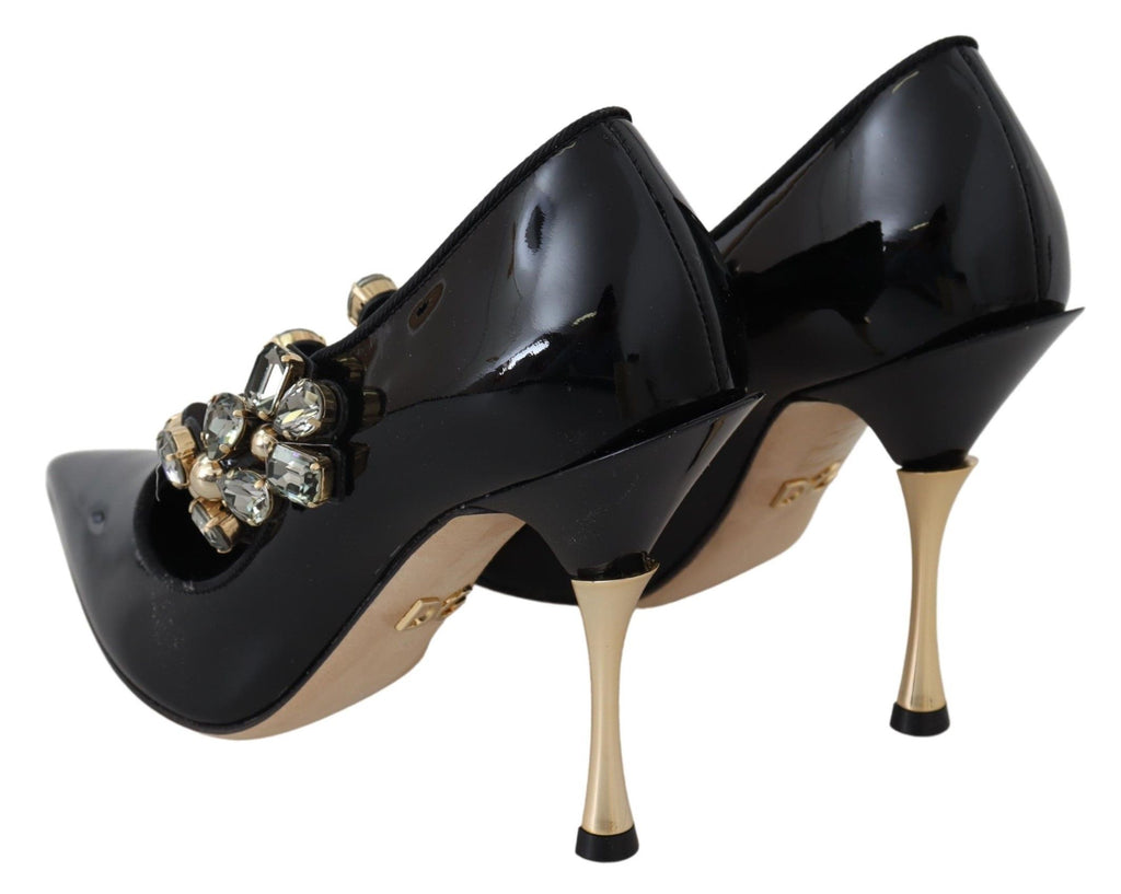 Escarpins Mary Jane en cuir noir et cristaux Dolce &amp; Gabbana