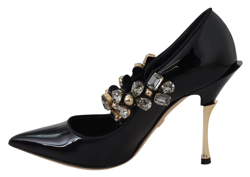 Escarpins Mary Jane en cuir noir et cristaux Dolce &amp; Gabbana