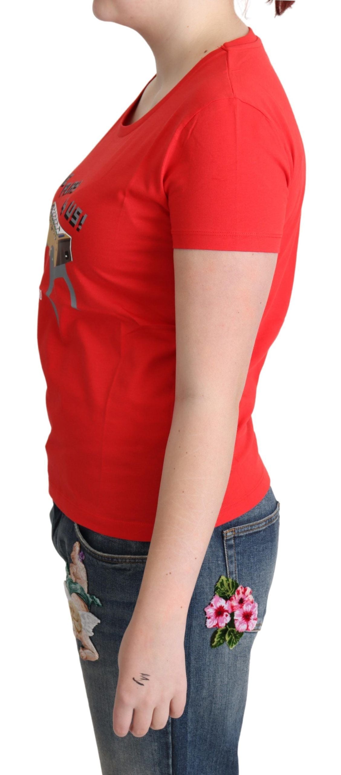T-shirt chemisier Moschino en coton rouge imprimé Come Play 4 Us