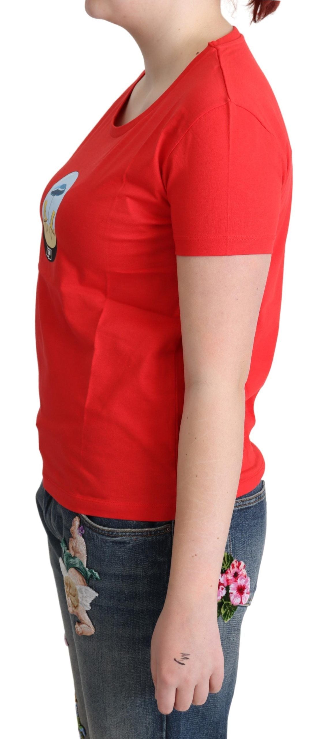 T-shirt à manches courtes en coton imprimé rouge Moschino