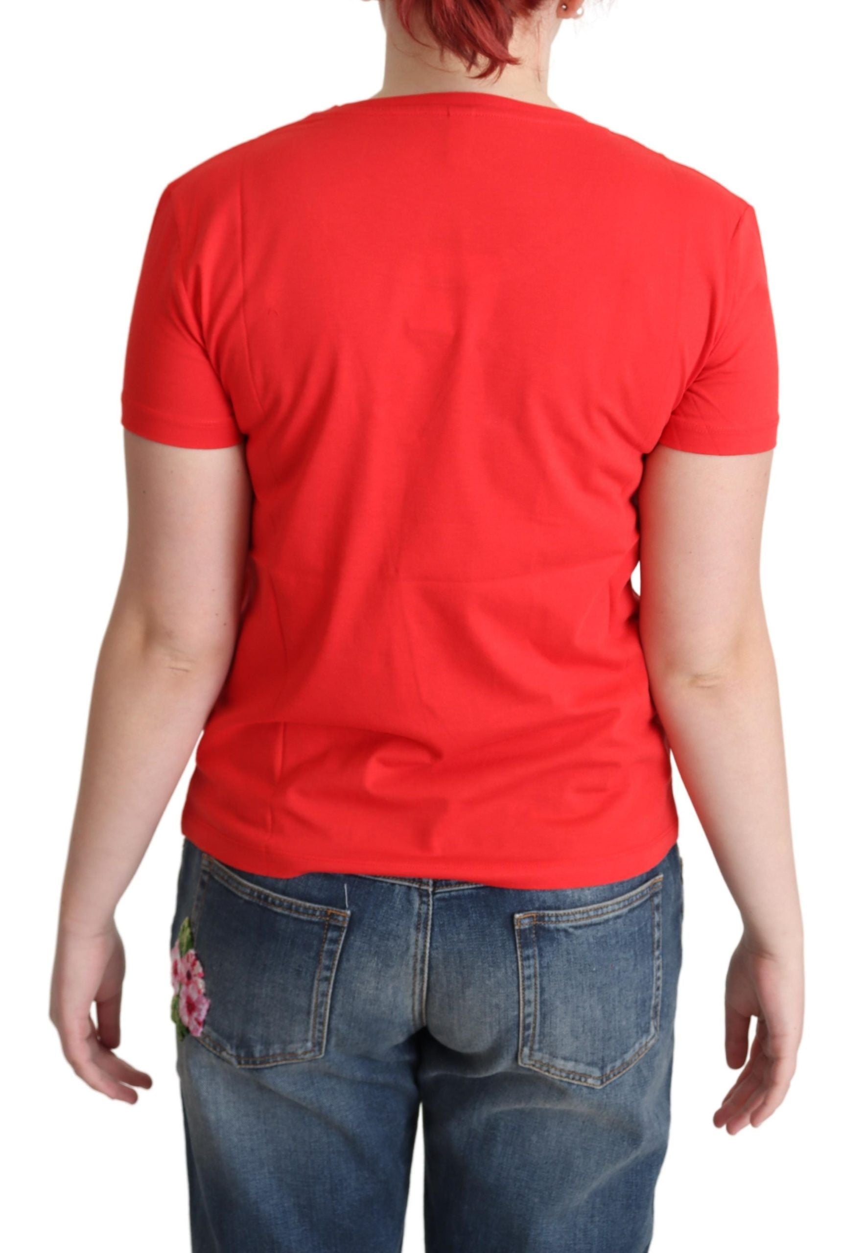 T-shirt à manches courtes en coton imprimé rouge Moschino