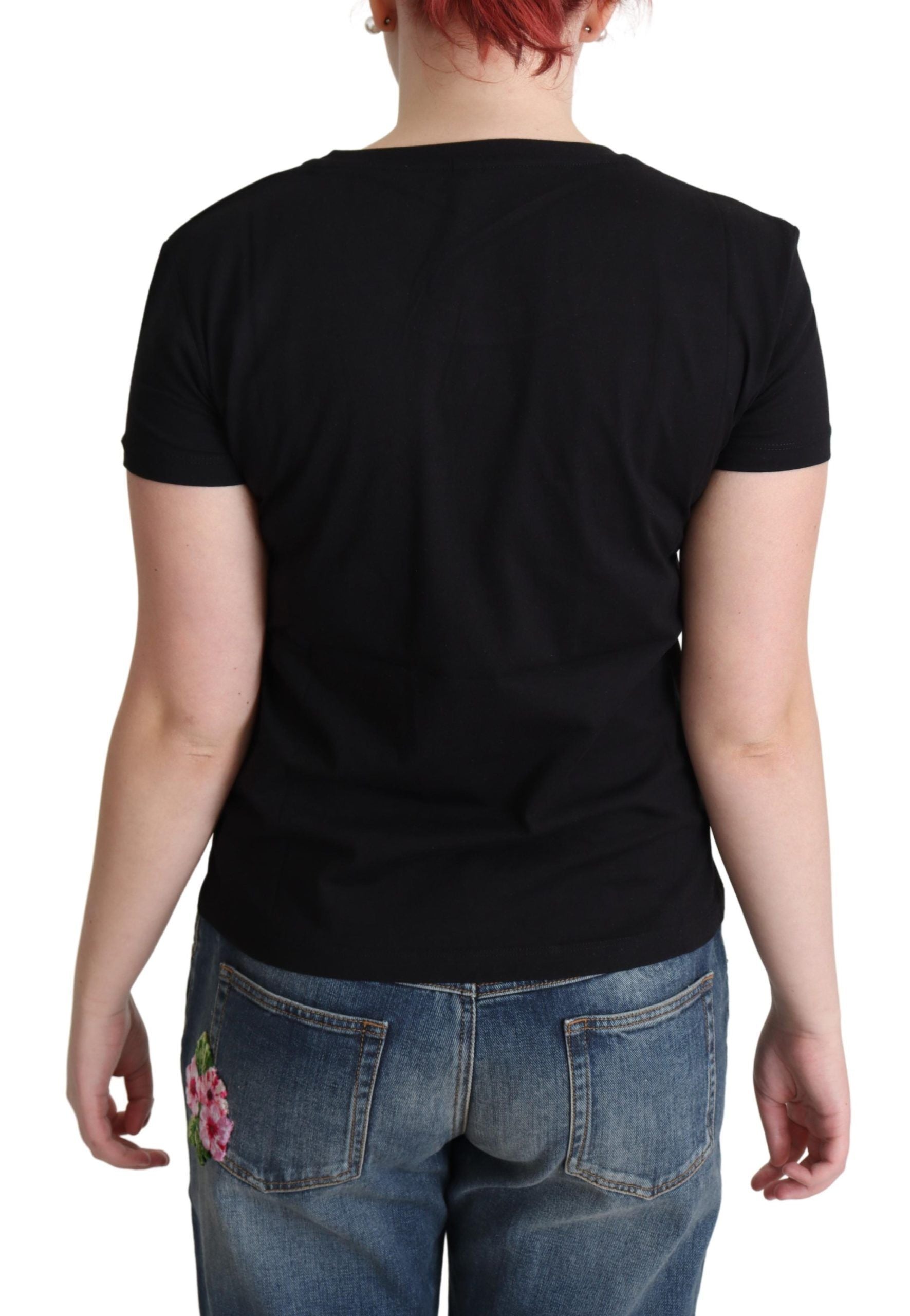 T-shirt noir en coton imprimé « Come Play 4 Us » de Moschino