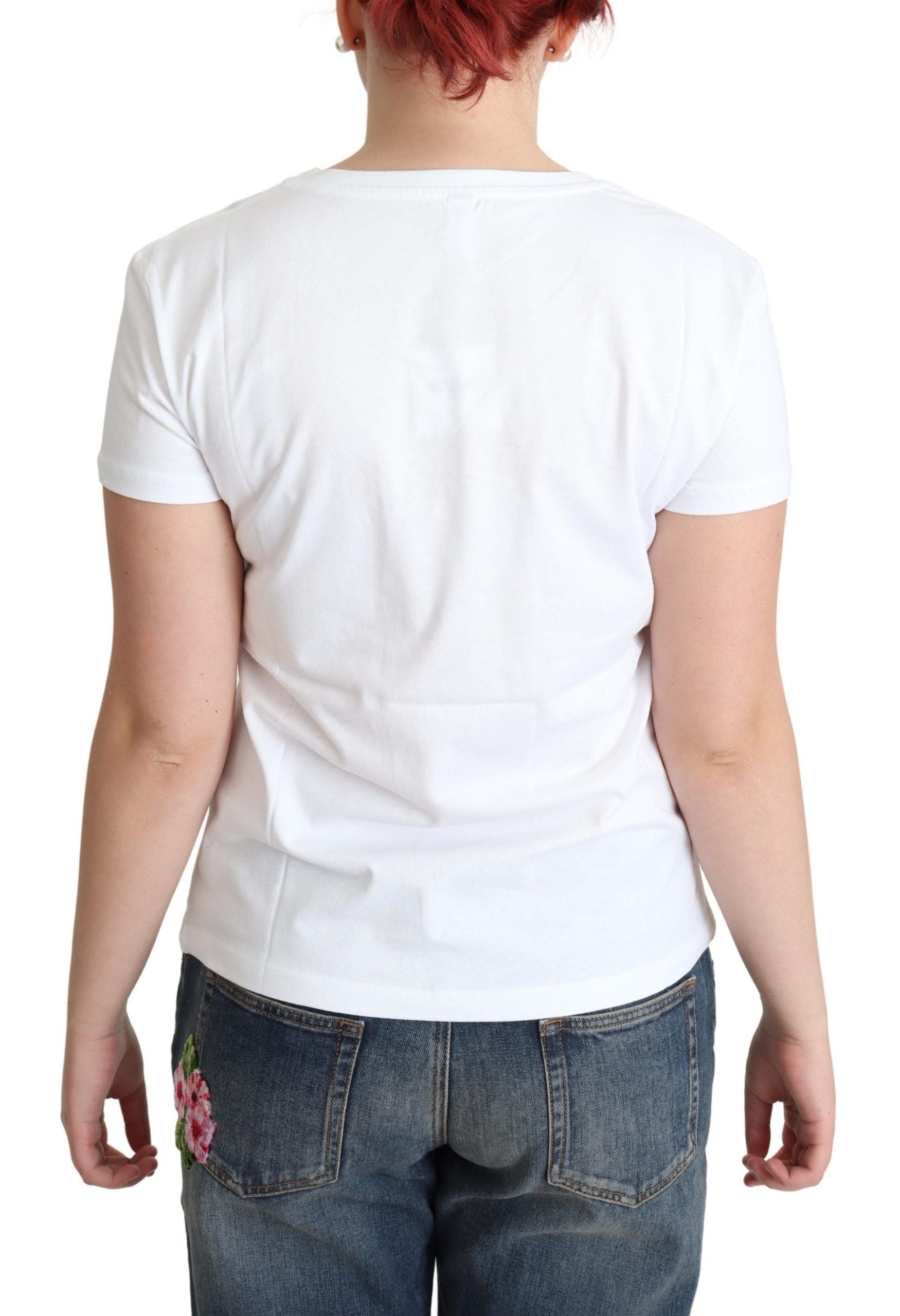 T-shirt blanc en coton imprimé Sunny Milano de Moschino
