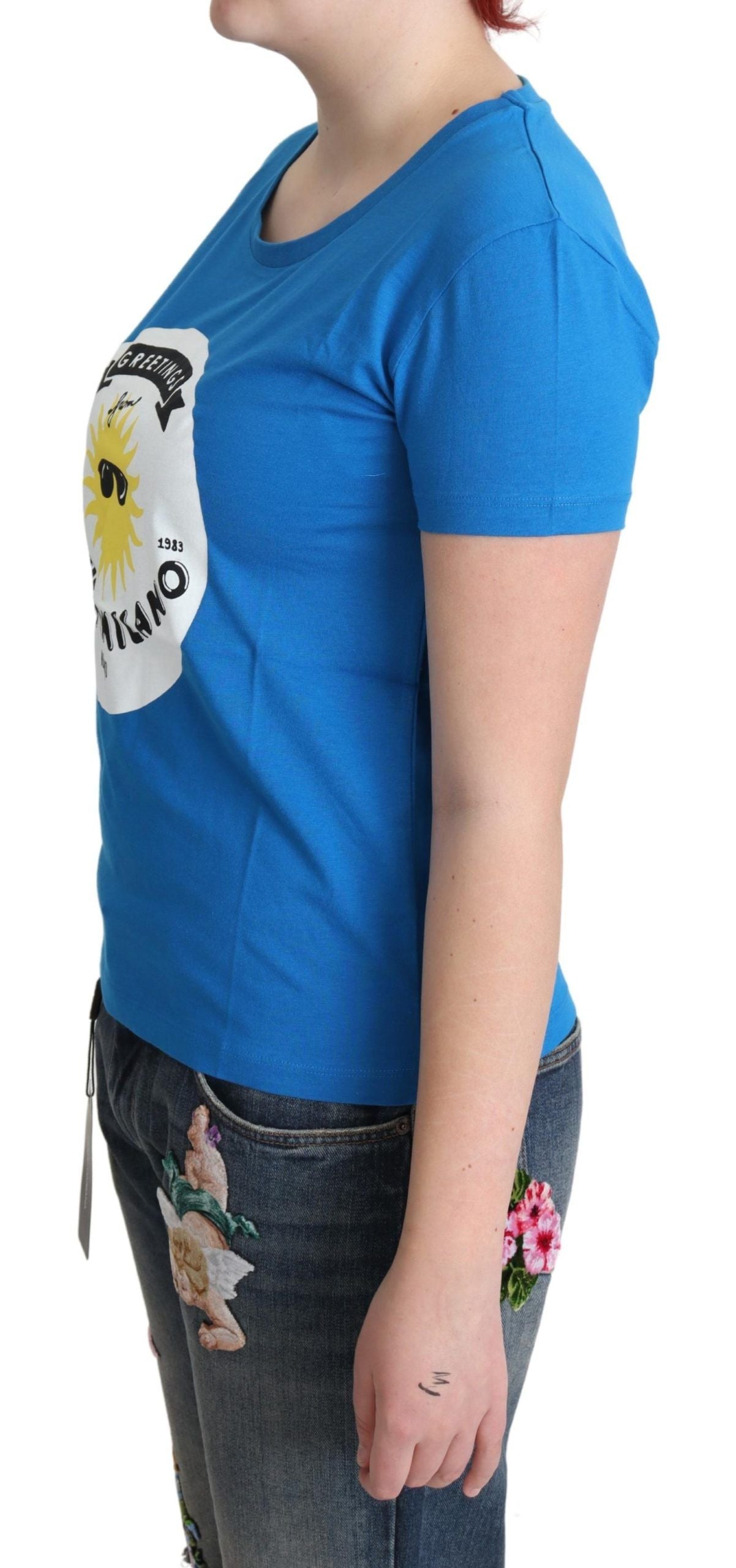 T-shirt Moschino en coton bleu imprimé Sunny Milano