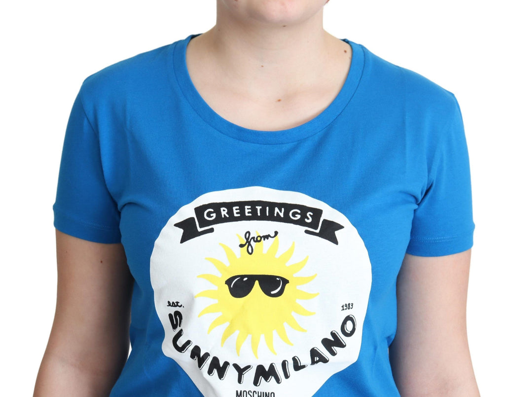 T-shirt Moschino en coton bleu imprimé Sunny Milano