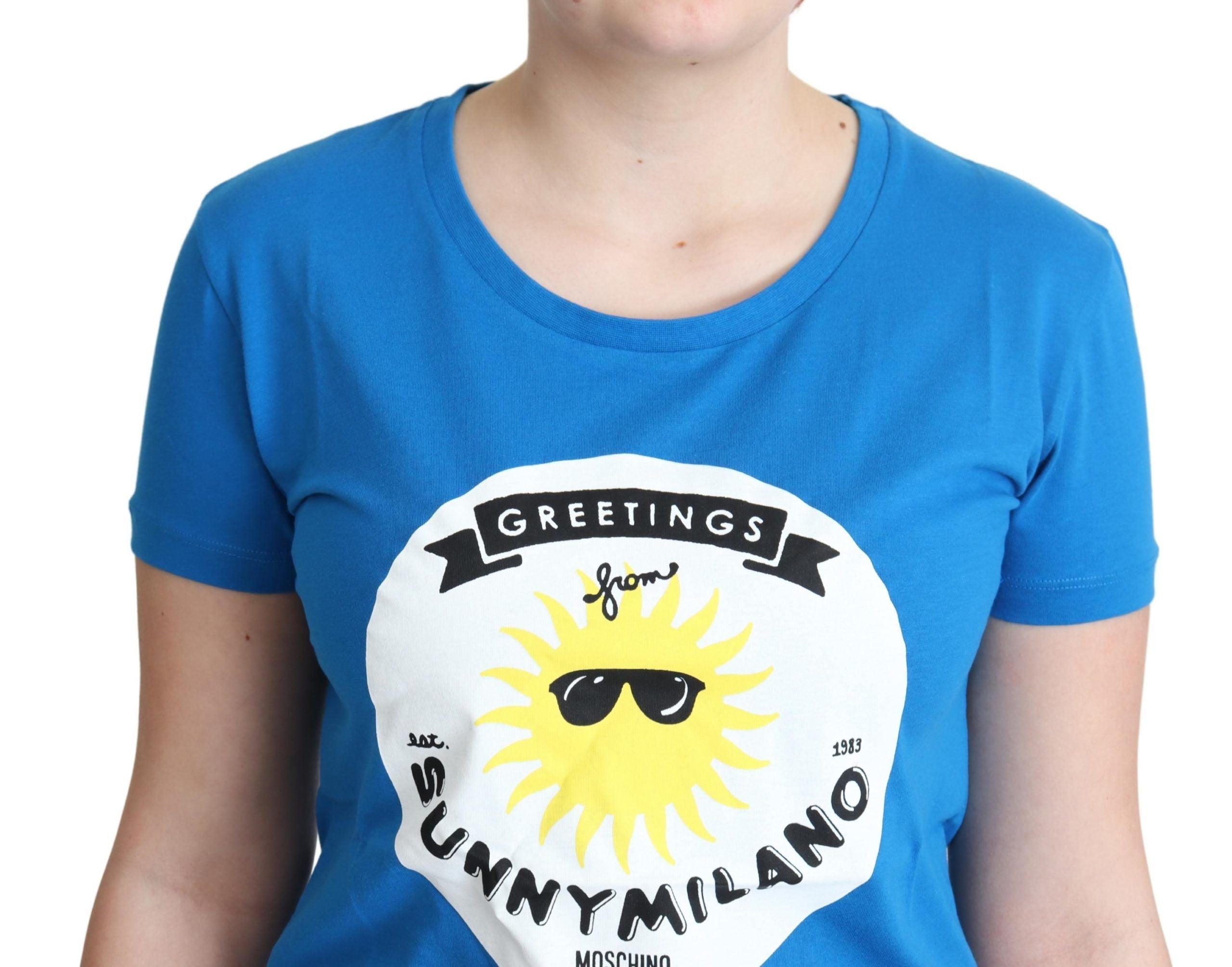 T-shirt Moschino en coton bleu imprimé Sunny Milano
