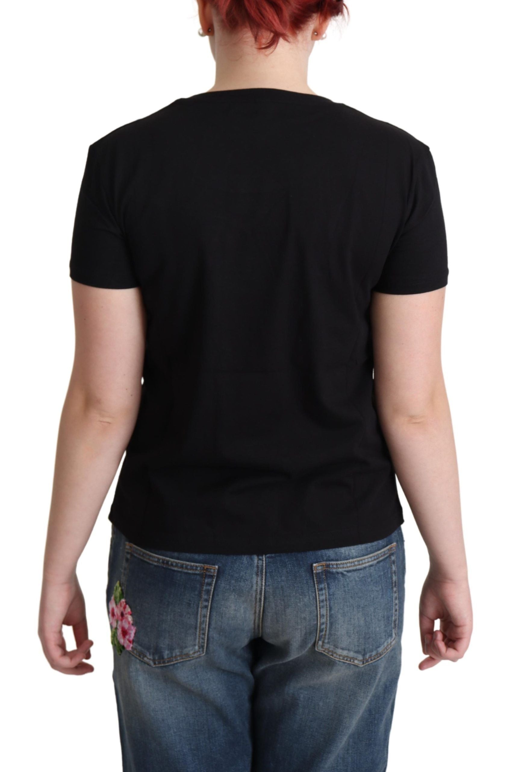T-shirt noir en coton imprimé Sunny Milano de Moschino