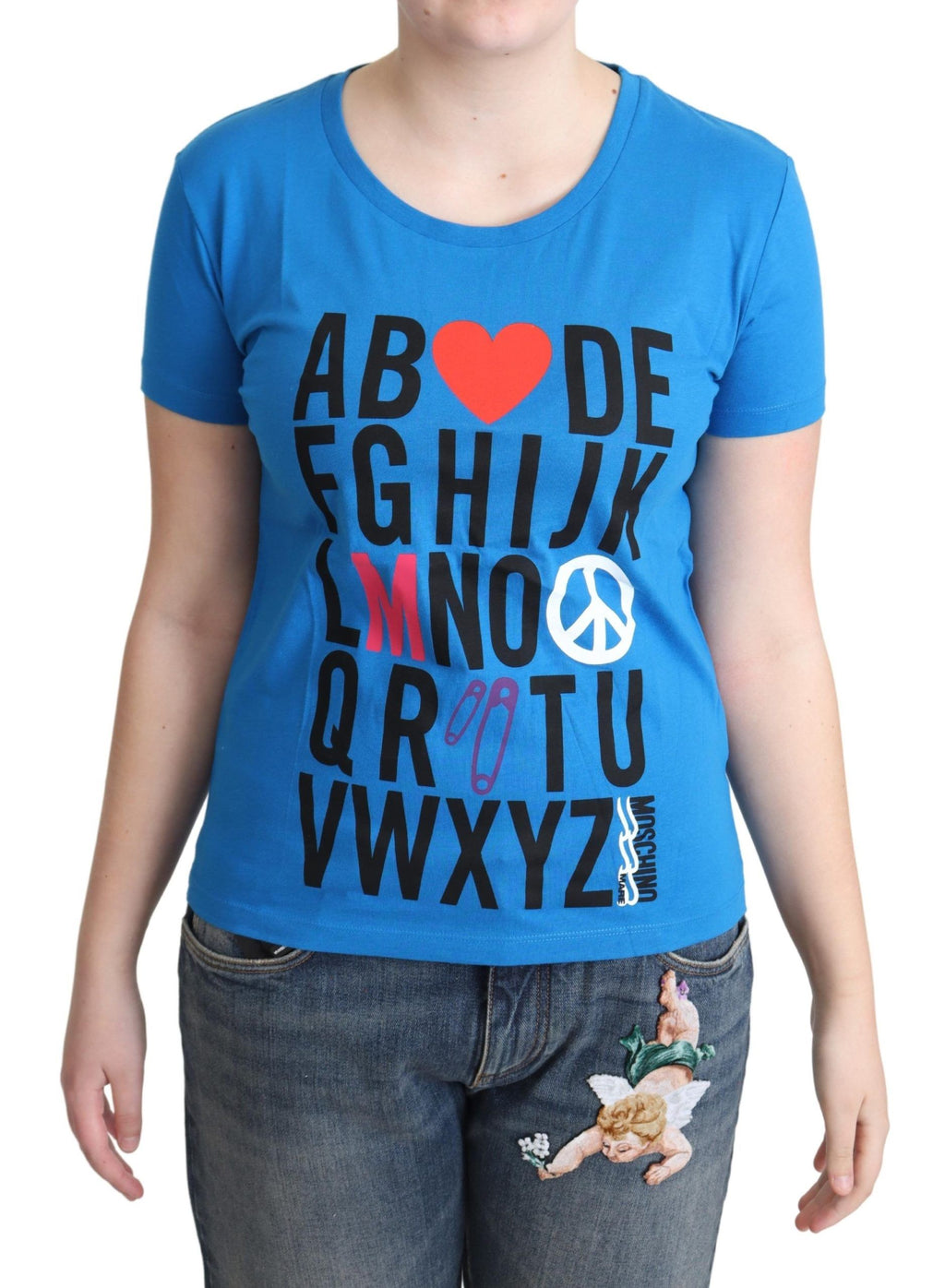 Hauts Moschino en coton bleu imprimé lettres de l'alphabet