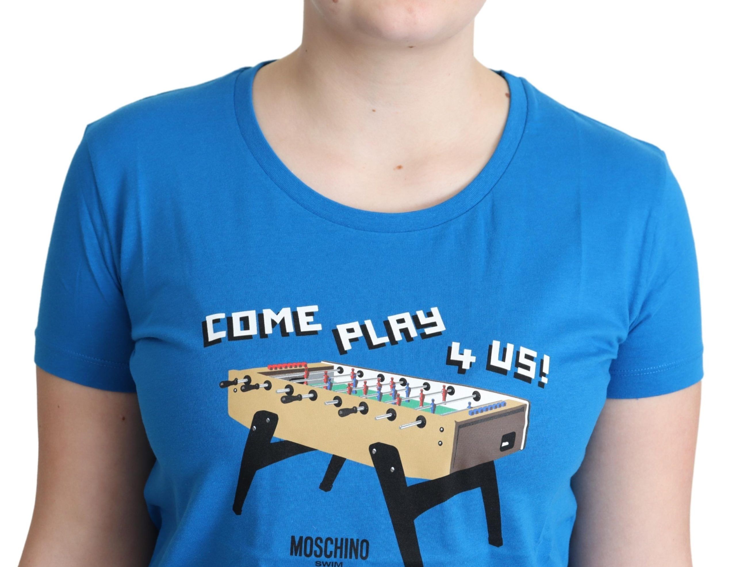 T-shirt en coton bleu Moschino imprimé Come Play 4 Us