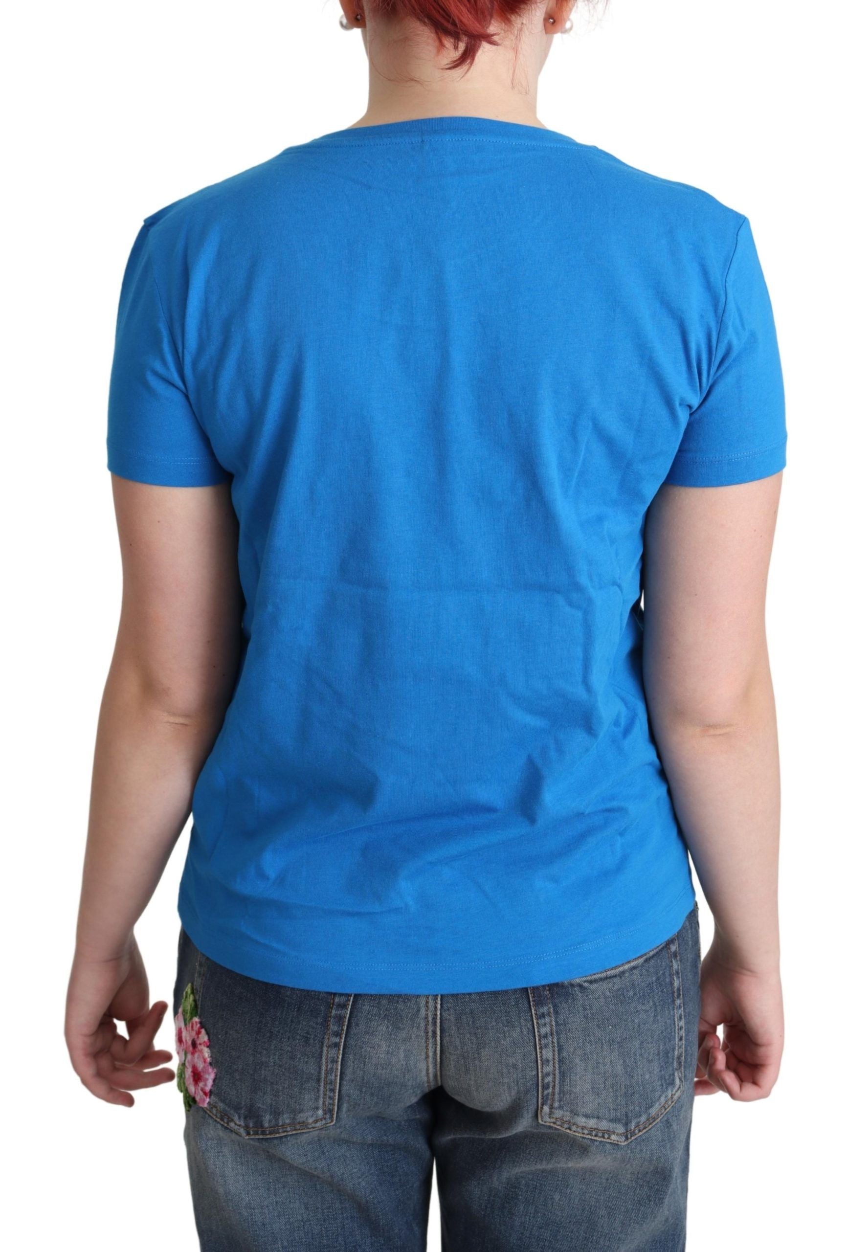 T-shirt de bain en coton bleu Moschino à motif triangle graphique