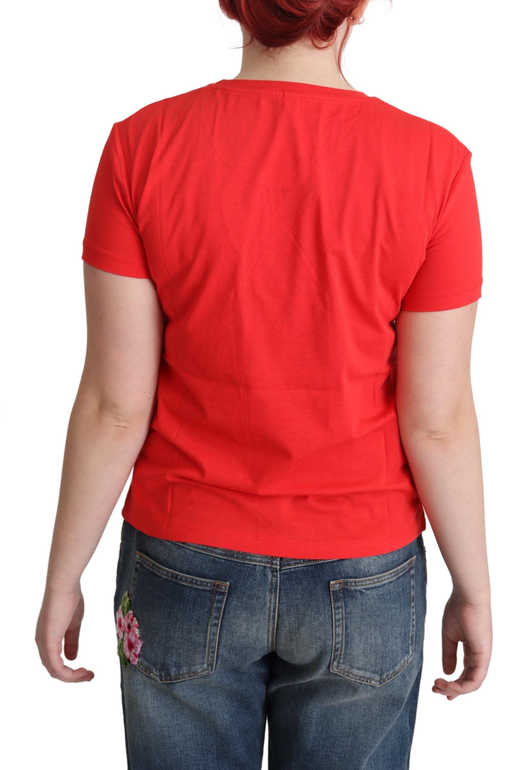T-shirt de bain en coton rouge Moschino à imprimé triangle graphique