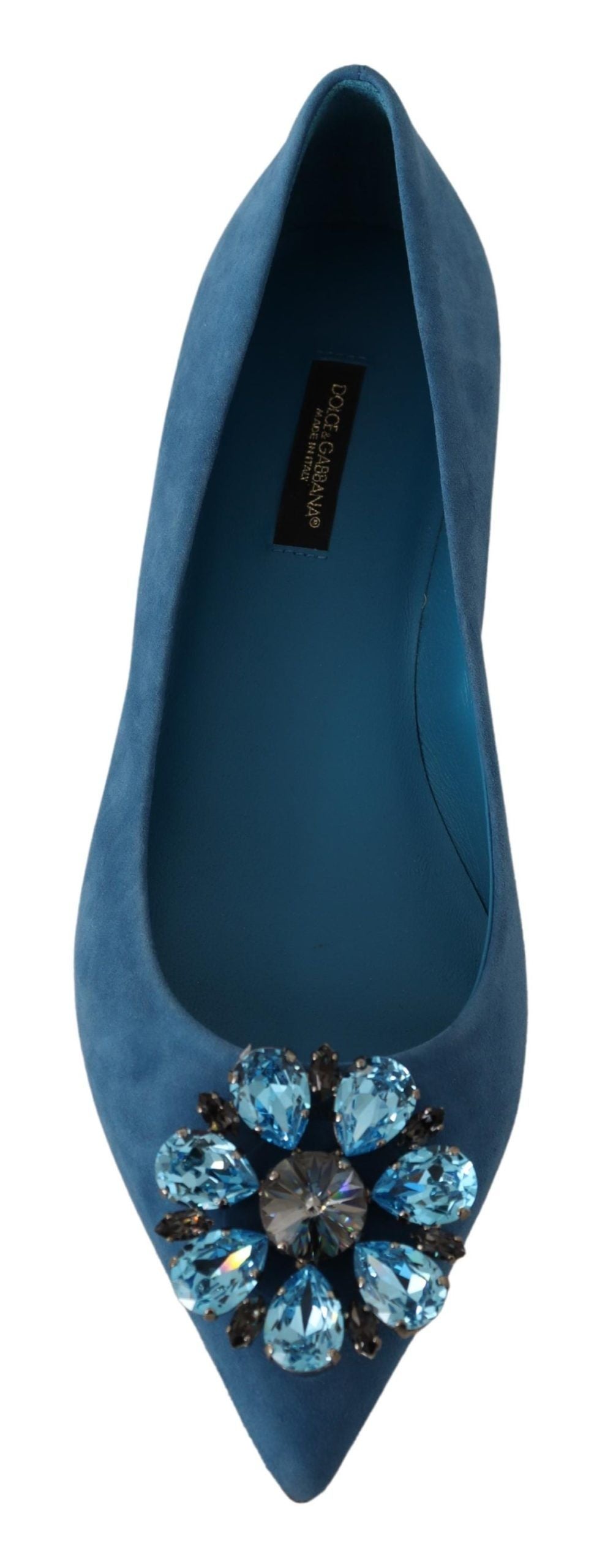 Mocassins plats Dolce &amp; Gabbana en daim bleu avec cristaux