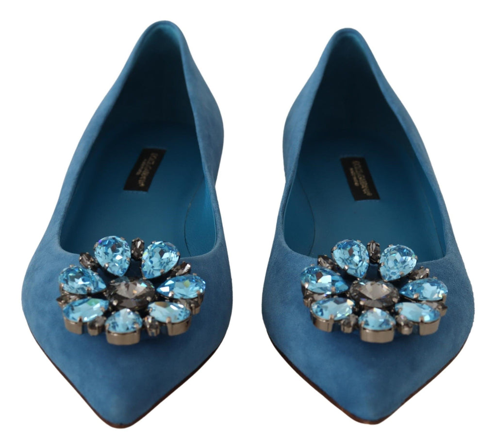 Mocassins plats Dolce &amp; Gabbana en daim bleu avec cristaux
