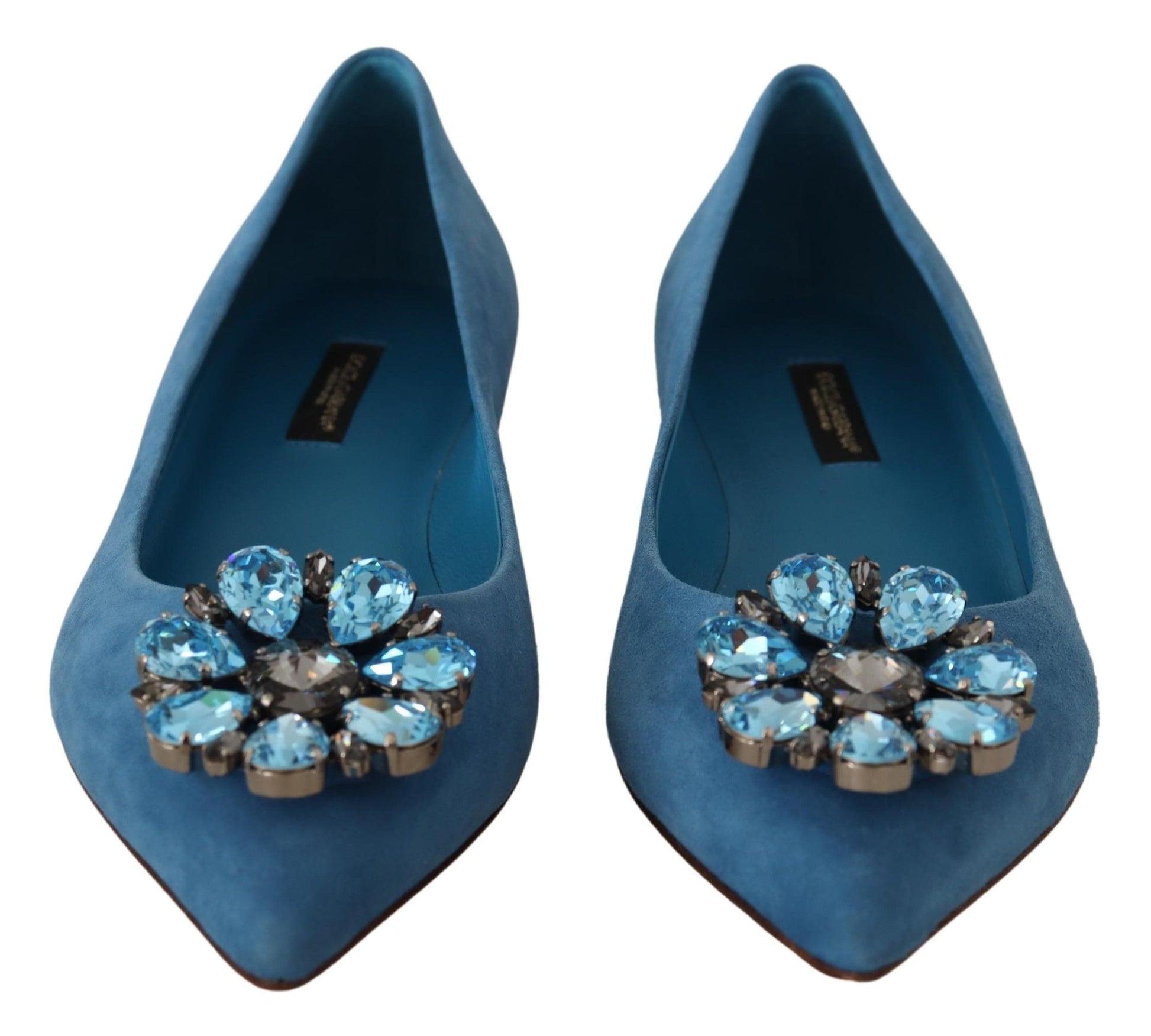 Mocassins plats Dolce &amp; Gabbana en daim bleu avec cristaux