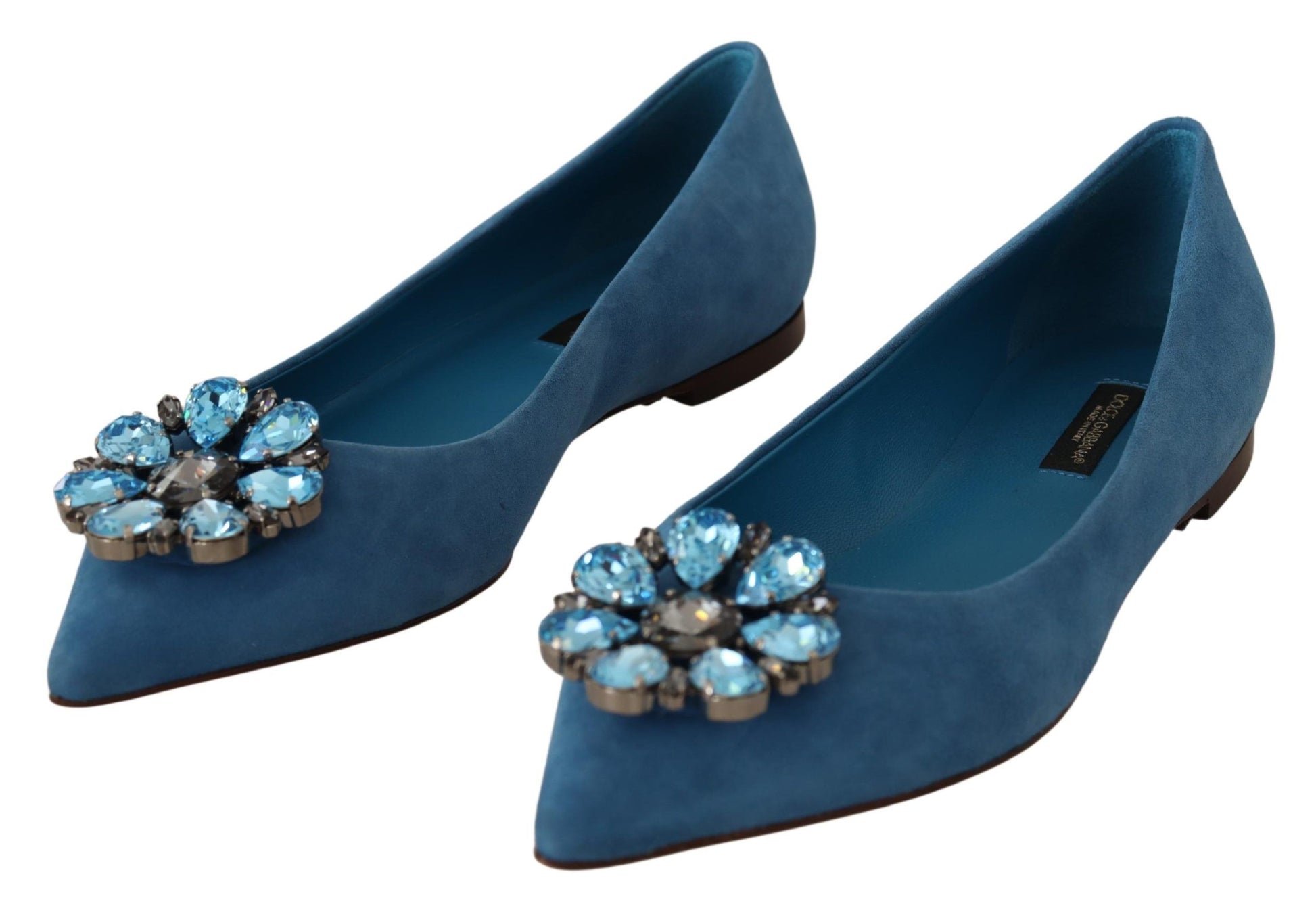 Mocassins plats Dolce &amp; Gabbana en daim bleu avec cristaux