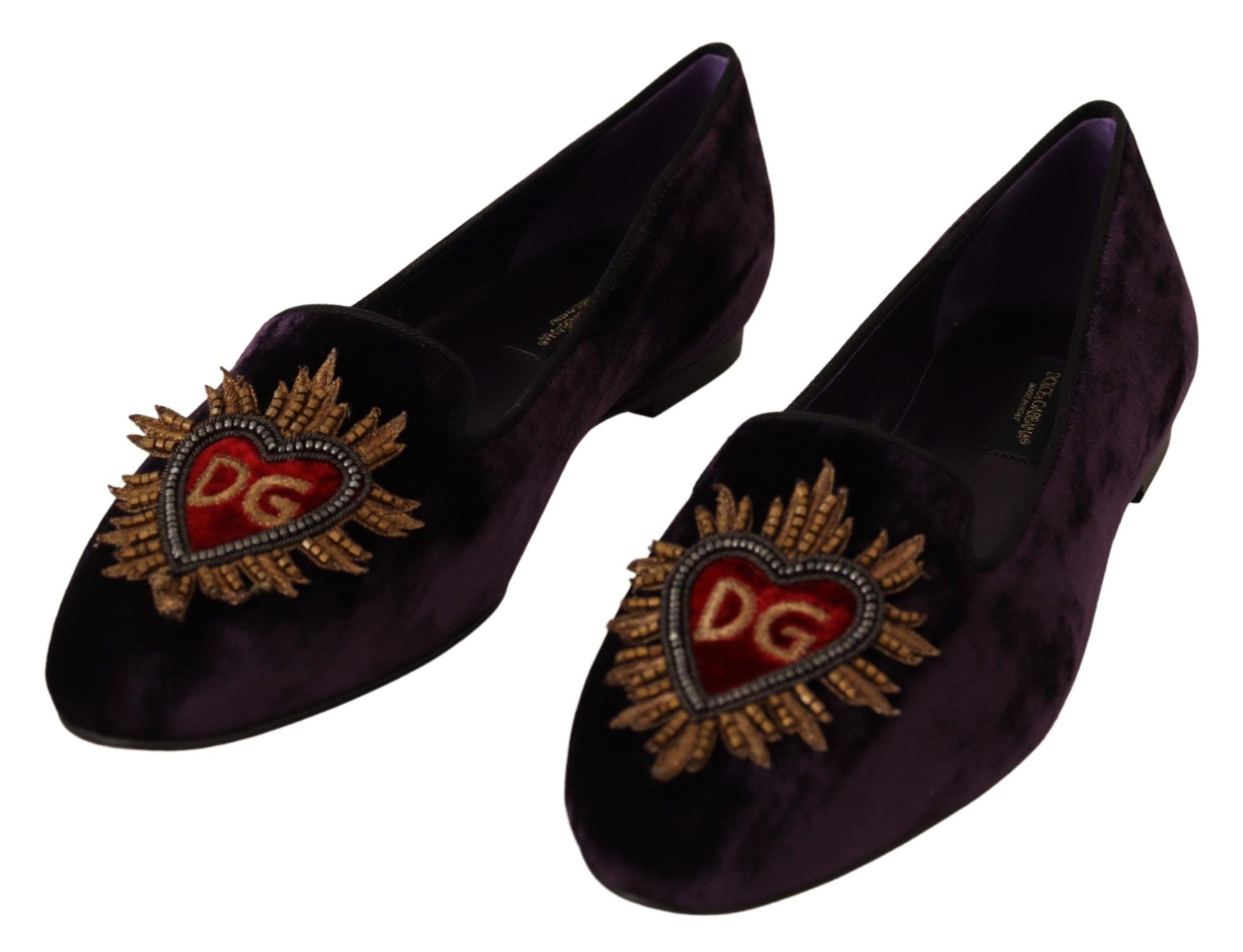 Mocassins Dolce &amp; Gabbana en velours violet DG Heart