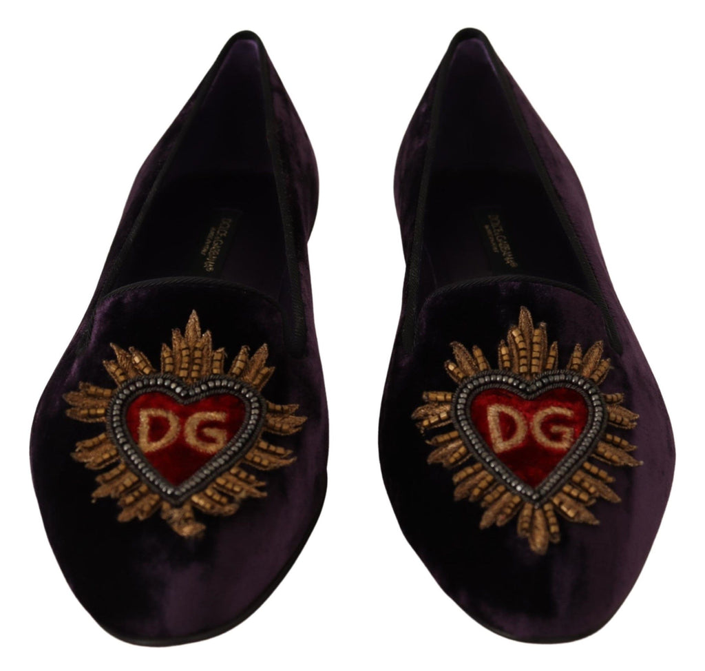 Mocassins Dolce &amp; Gabbana en velours violet DG Heart