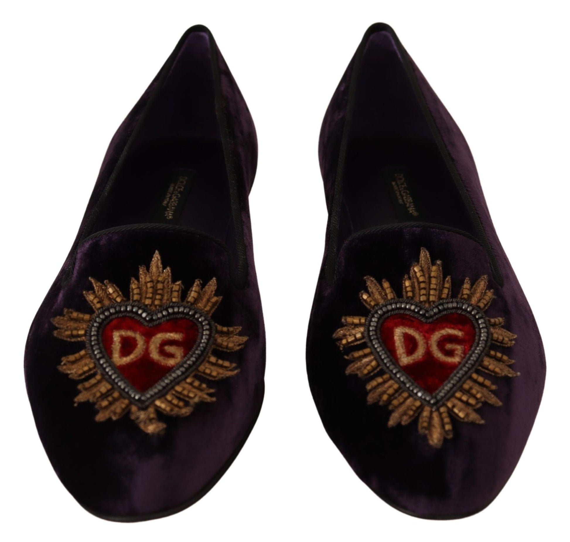 Mocassins Dolce &amp; Gabbana en velours violet DG Heart