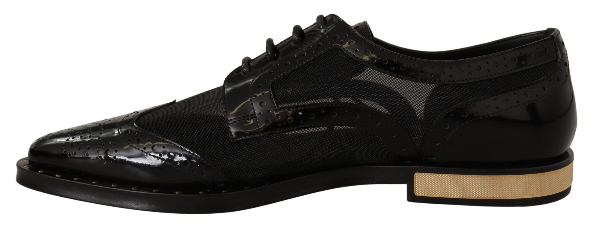 Chaussures à bout golf transparentes Broques en cuir noir Dolce &amp; Gabbana