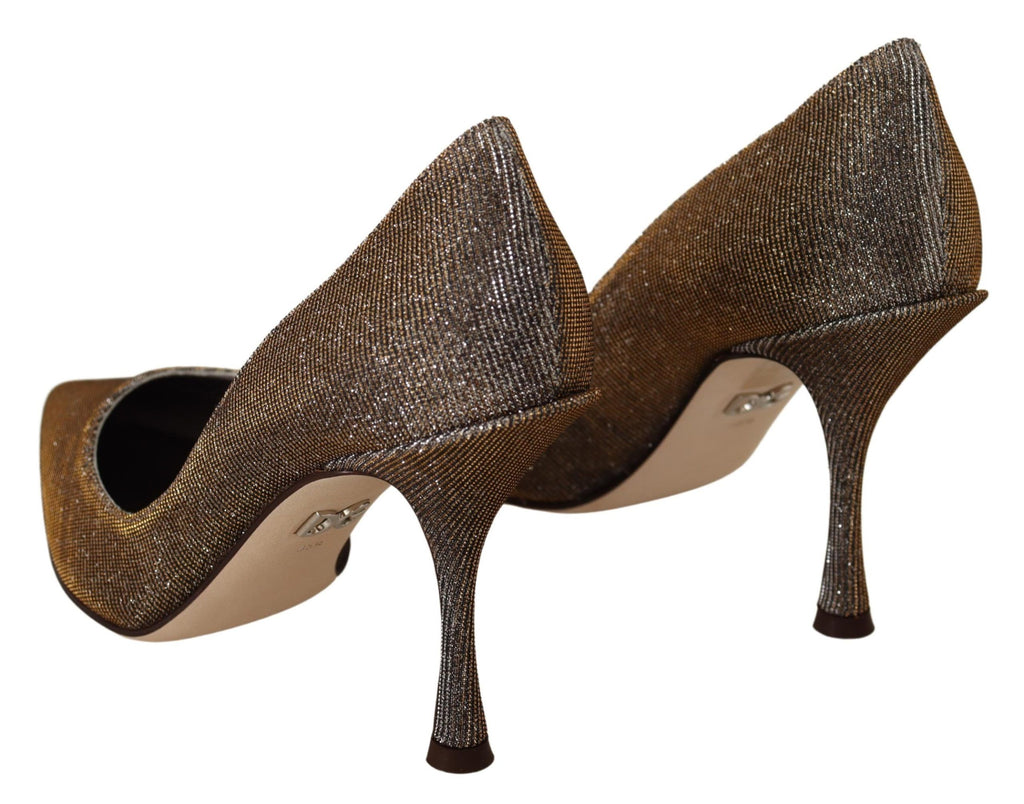 Escarpins à talons en tissu doré et argenté Dolce &amp; Gabbana