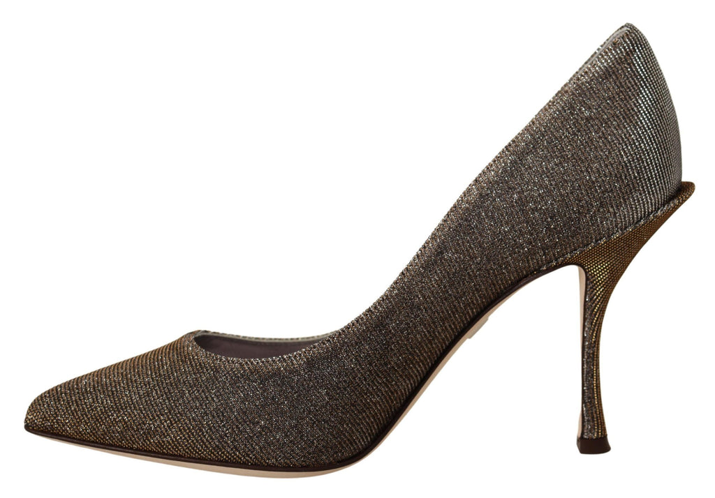 Escarpins à talons en tissu doré et argenté Dolce &amp; Gabbana