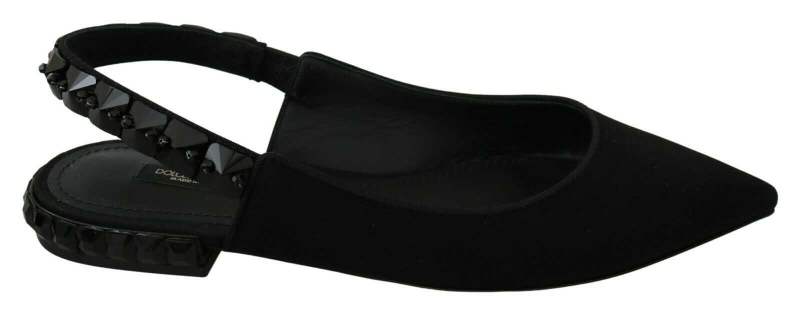 Chaussures plates noires Dolce &amp; Gabbana en charmeuse à bride arrière