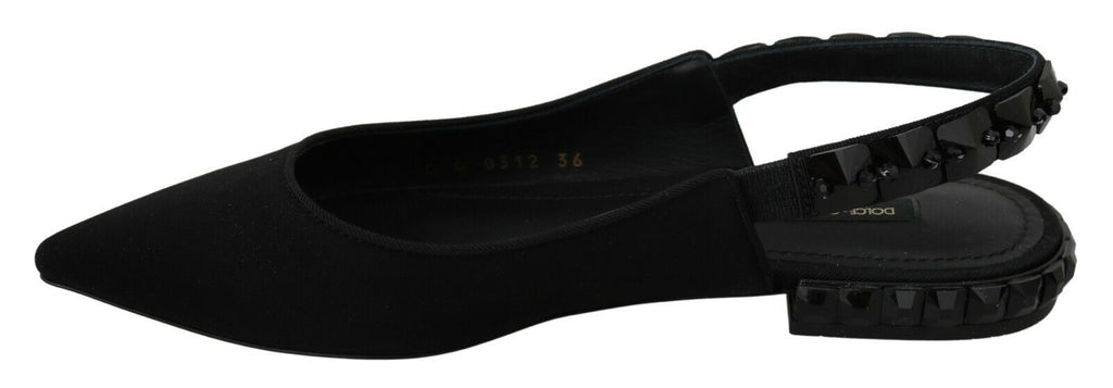 Chaussures plates noires Dolce &amp; Gabbana en charmeuse à bride arrière