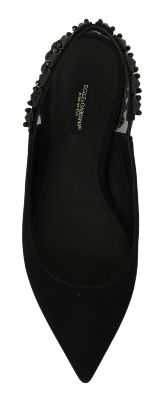 Chaussures plates noires Dolce &amp; Gabbana en charmeuse à bride arrière