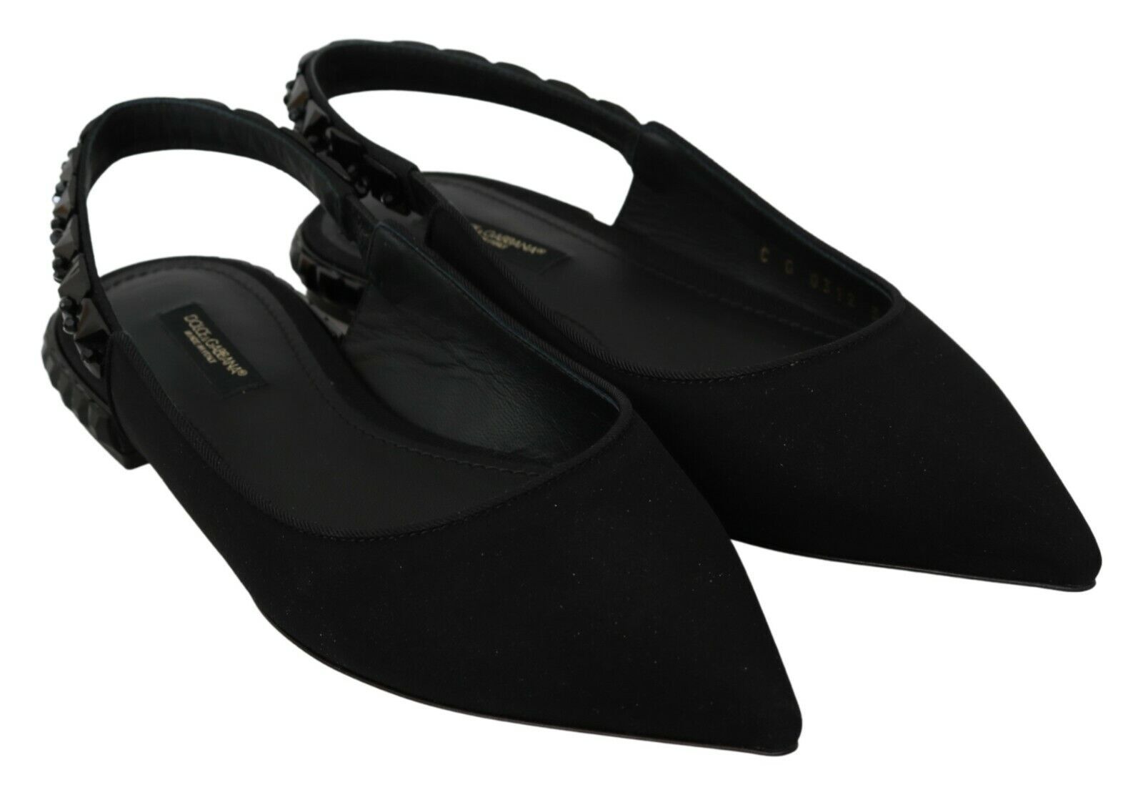 Chaussures plates noires Dolce &amp; Gabbana en charmeuse à bride arrière
