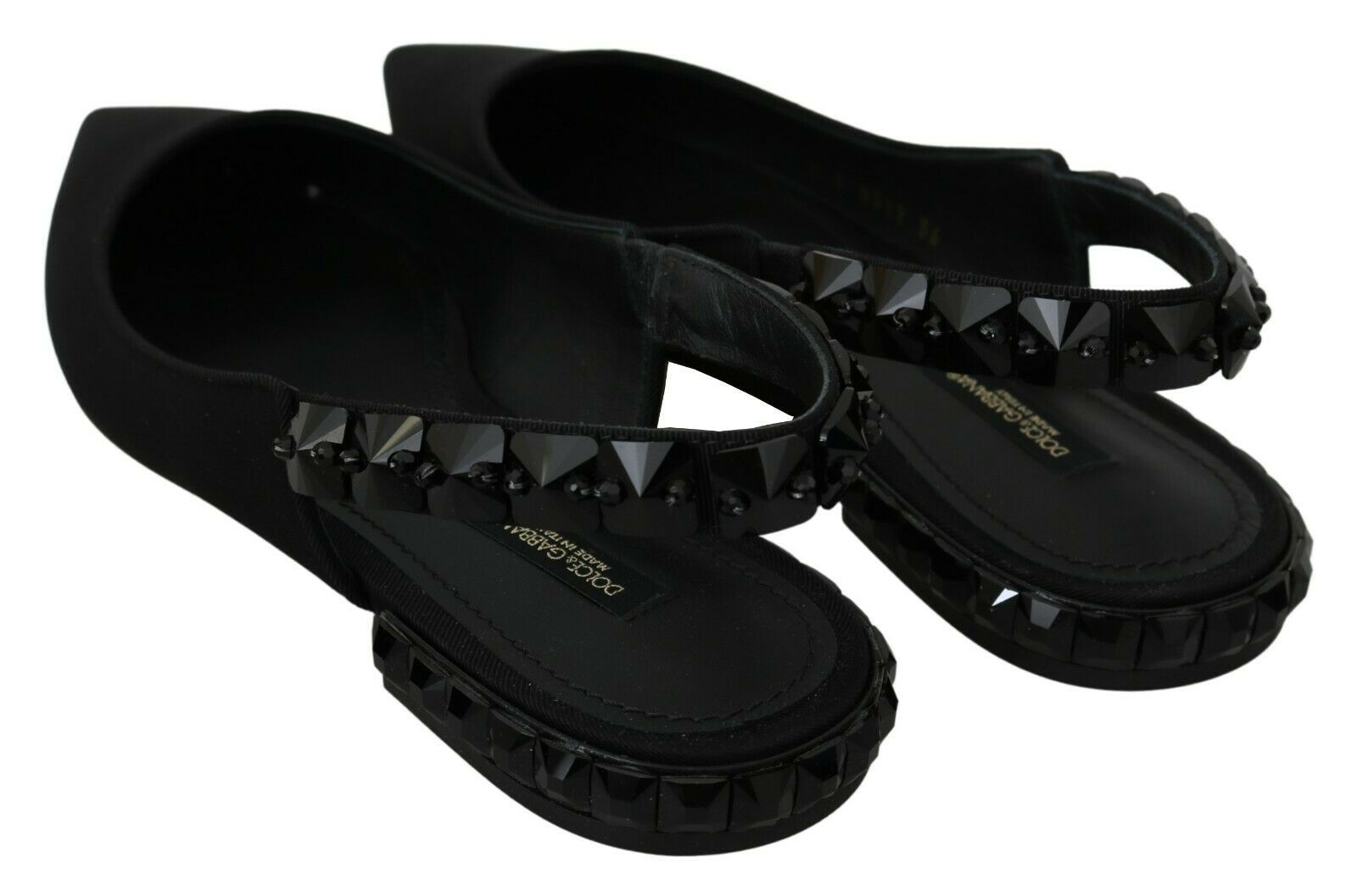 Chaussures plates noires Dolce &amp; Gabbana en charmeuse à bride arrière