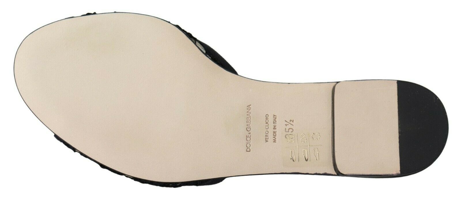 Dolce &amp; Gabbana Claquettes noires en dentelle Taormina et cristaux